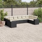 10-Delige Loungeset Met Kussens Poly Rattan Zwart