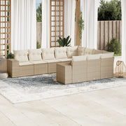 Loungeset 10-delig poly rattan beige