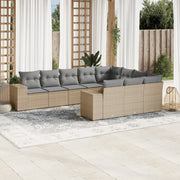 Loungeset 10-delig poly rattan beige