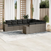 Loungeset 10-delig poly rattan grijs
