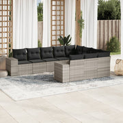 Loungeset 10-delig poly rattan lichtgrijs