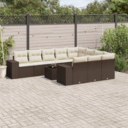 11-Piece Rattan Lounge Set with Cushions Brown