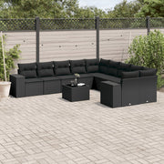 Loungeset 11-delig poly rattan zwart