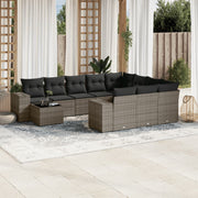 Loungeset 11-delig poly rattan grijs