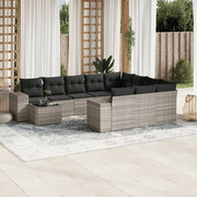 Loungeset 11-delig poly rattan lichtgrijs