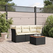 Loungeset 4-delig poly rattan zwart