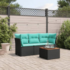 Loungeset 4-delig poly rattan zwart