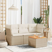 Loungeset 4-delig poly rattan beige