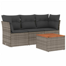 4-Delige Loungeset Met Kussens Poly Rattan Grijs