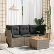 Loungeset 4-delig poly rattan grijs