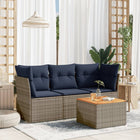 Loungeset 4-delig poly rattan grijs