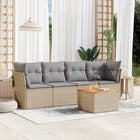 5-piece Lounge Set with cushions poly rattan mixed beige