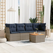 Loungeset 5-delig poly rattan grijs