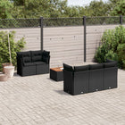 6-piece Lounge Set with cushions poly rattan black