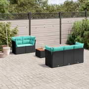 Loungeset 6-delig poly rattan zwart met opbergruimte