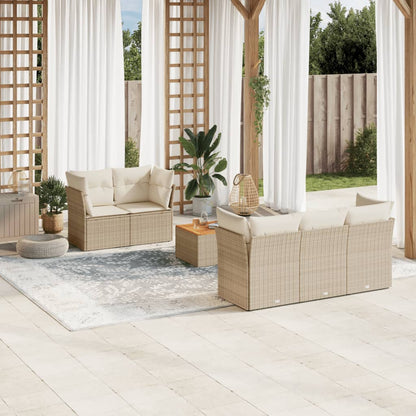 6-Delige Loungeset Met Kussens Poly Rattan Beige
