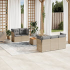 Tuinset 6-delig polyrattan beige acaciahouten tafel