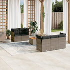 6-piece Lounge Set with Cushions Poly Rattan Grey