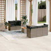 Loungeset 6-delig poly rattan grijs