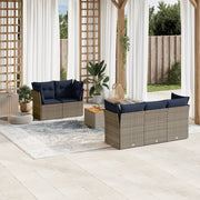 Loungeset 6-delig poly rattan grijs