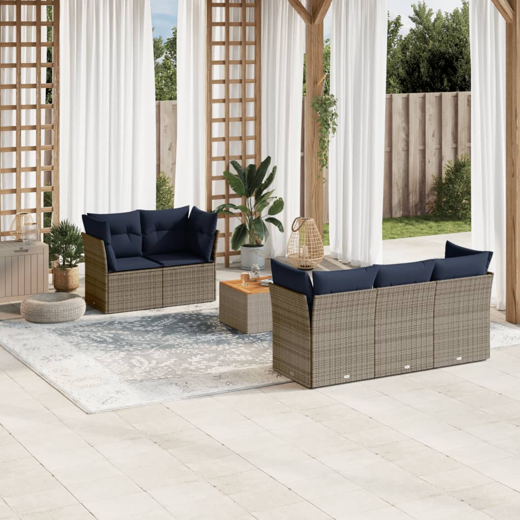 6-Delige Loungeset Met Kussens Poly Rattan