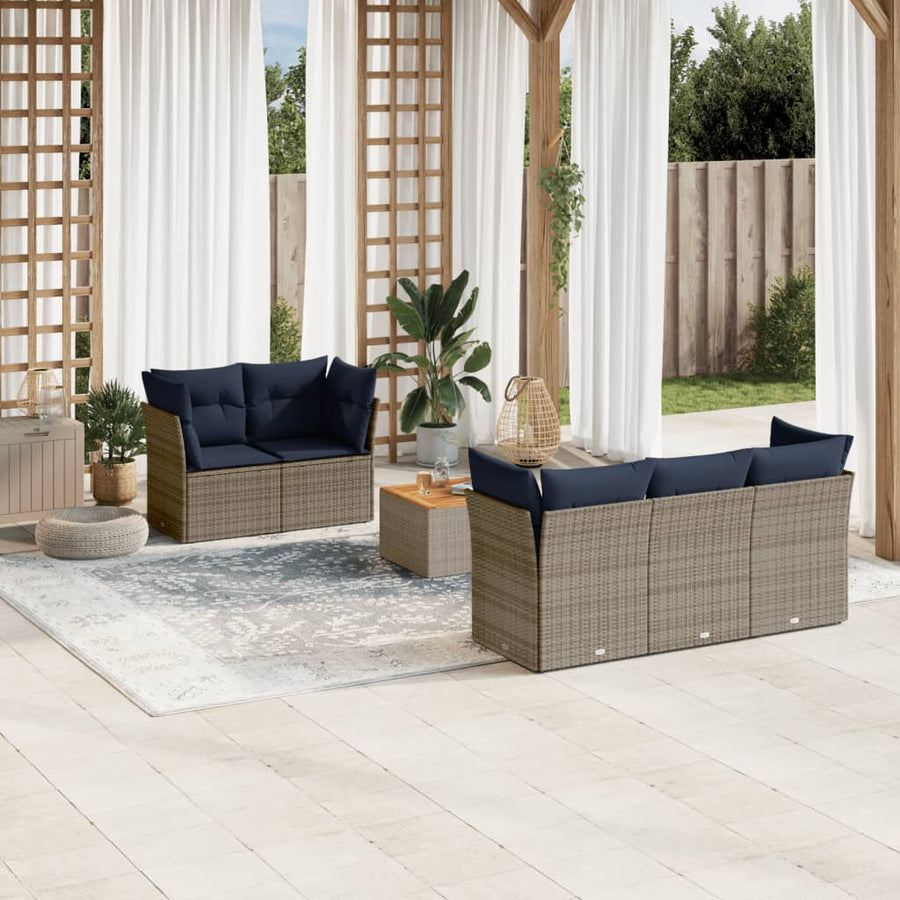 6-Delige Loungeset Met Kussens Poly Rattan