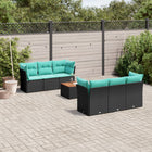 7-piece lounge set with cushions poly rattan black