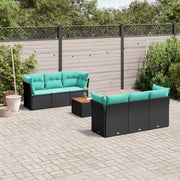 Loungeset 7-delig poly rattan zwart met opbergruimte