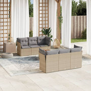 Loungeset 7-delig poly rattan gemengd beige
