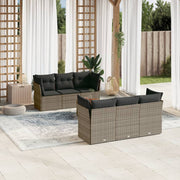 Loungeset 7-delig poly rattan grijs