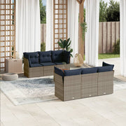 Loungeset 7-delig poly rattan grijs