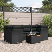Loungeset 7-delig poly rattan zwart