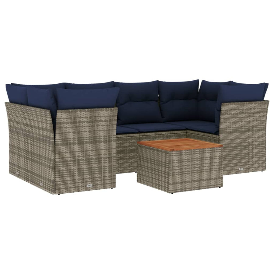 7-Delige Loungeset Met Kussens Poly Rattan