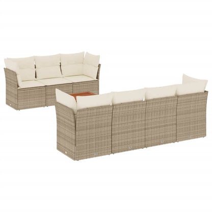 6-Delige Loungeset Met Kussens Poly Rattan Beige