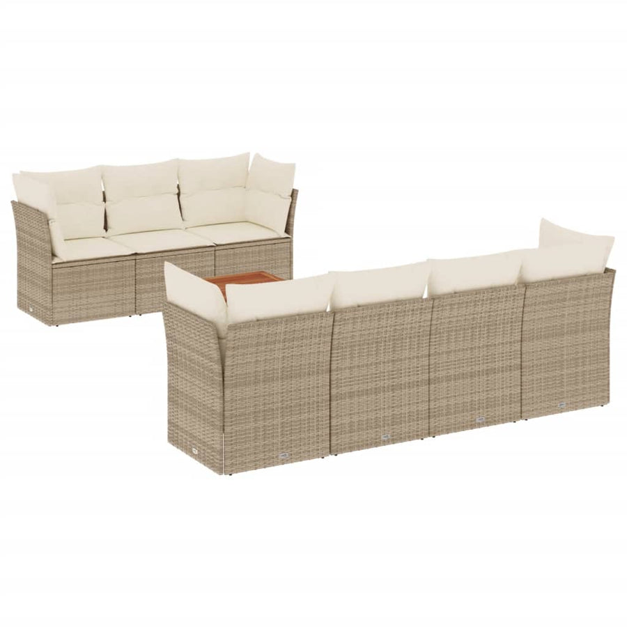 6-Delige Loungeset Met Kussens Poly Rattan Beige