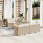 Loungeset 6-delig poly rattan beige met opbergruimte
