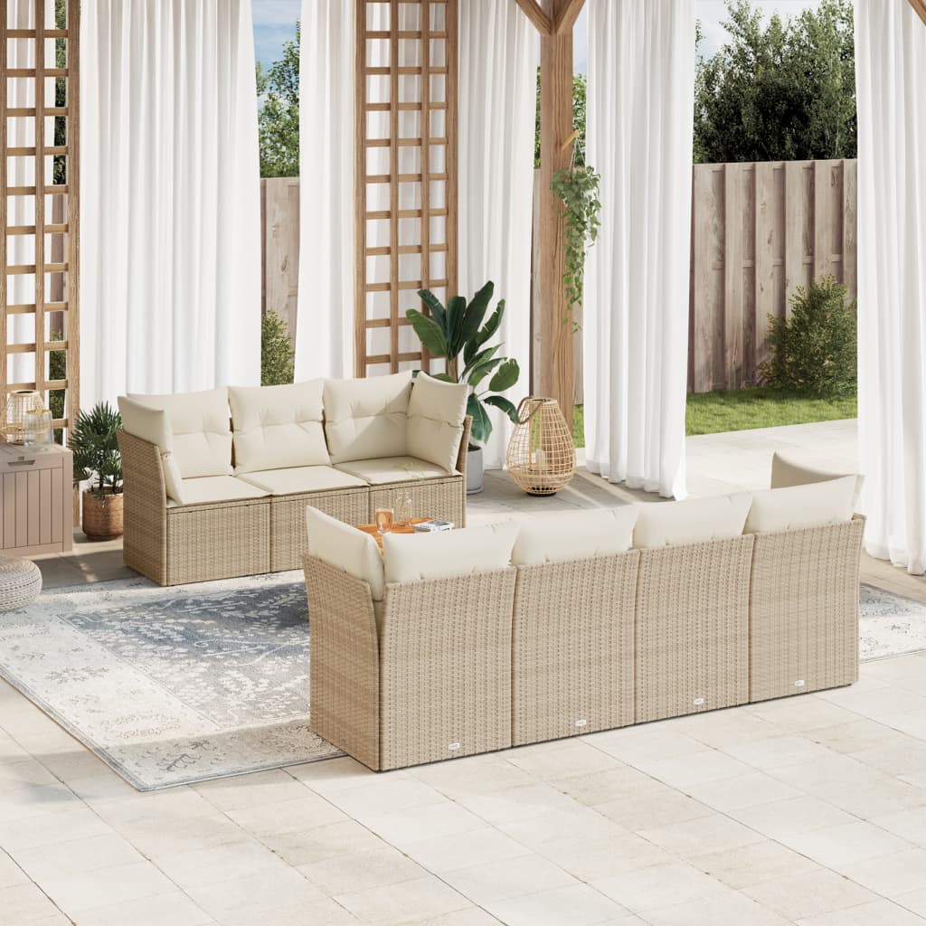 6-Delige Loungeset Met Kussens Poly Rattan Beige