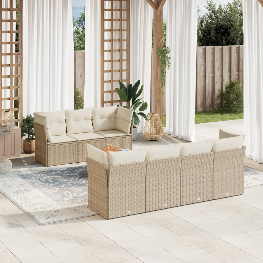 6-Delige Loungeset Met Kussens Poly Rattan Beige