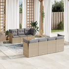 8-piece Lounge Set with cushions poly rattan mixed beige