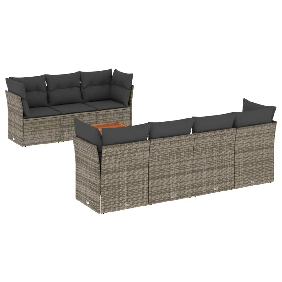 6-Delige Loungeset Met Kussens Poly Rattan Grijs