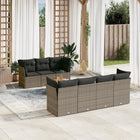 8-piece Lounge Set with Cushions Poly Rattan Grey
