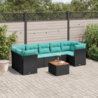 8-piece Lounge Set with Cushions Polyrattan Black