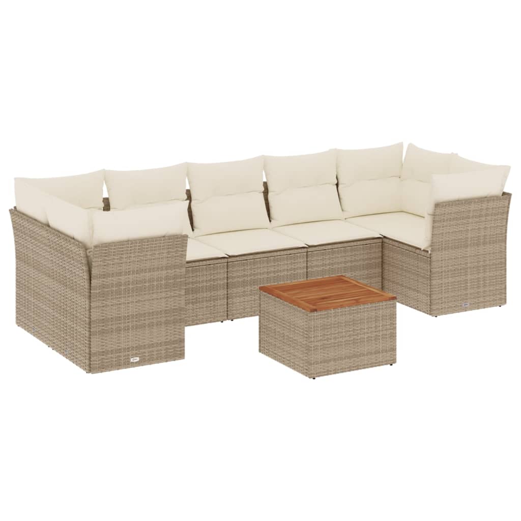 6-Delige Loungeset Met Kussens Poly Rattan Beige