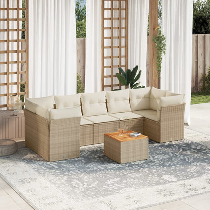 6-Delige Loungeset Met Kussens Poly Rattan Beige