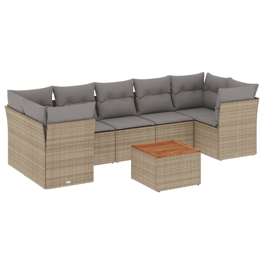 6-Delige Loungeset Met Kussens Poly Rattan Gemengd Beige