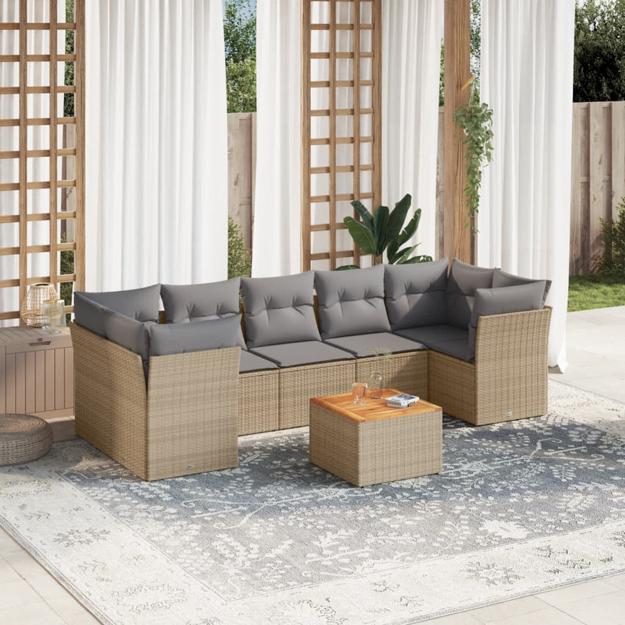 6-Delige Loungeset Met Kussens Poly Rattan Gemengd Beige