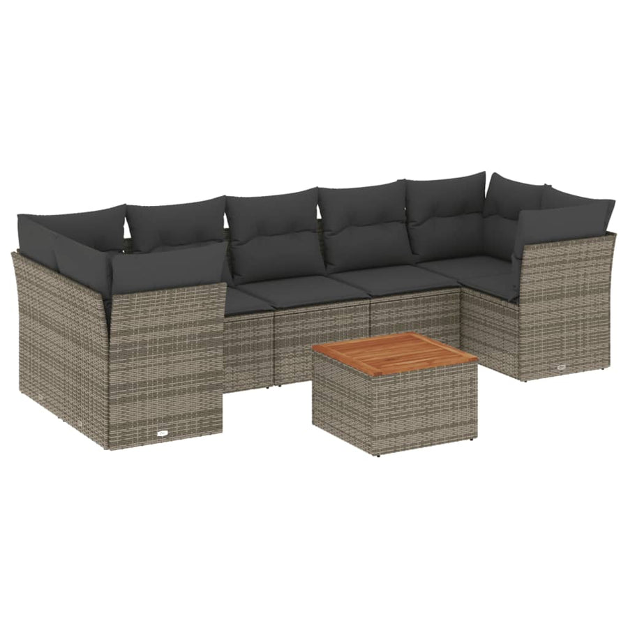 6-Delige Loungeset Met Kussens Poly Rattan Grijs