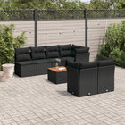 8-piece Lounge Set with Cushions Polyrattan Black