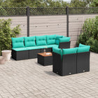 8-piece Lounge Set with Cushions Polyrattan Black
