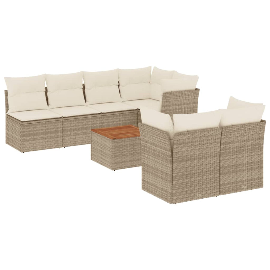 6-Delige Loungeset Met Kussens Poly Rattan Beige